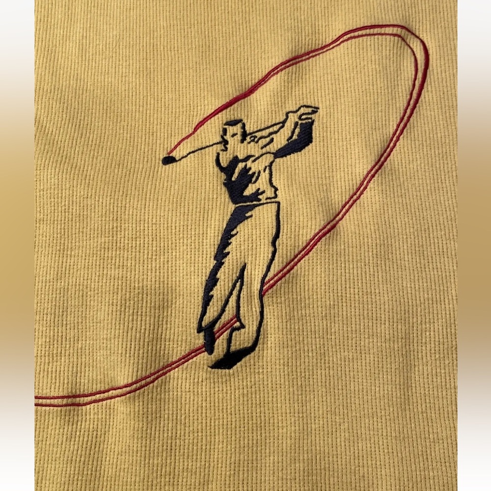 Grand Slam GOLF Sweater man golfing ribbed Knit Embroidered light YELLOW mens Lg